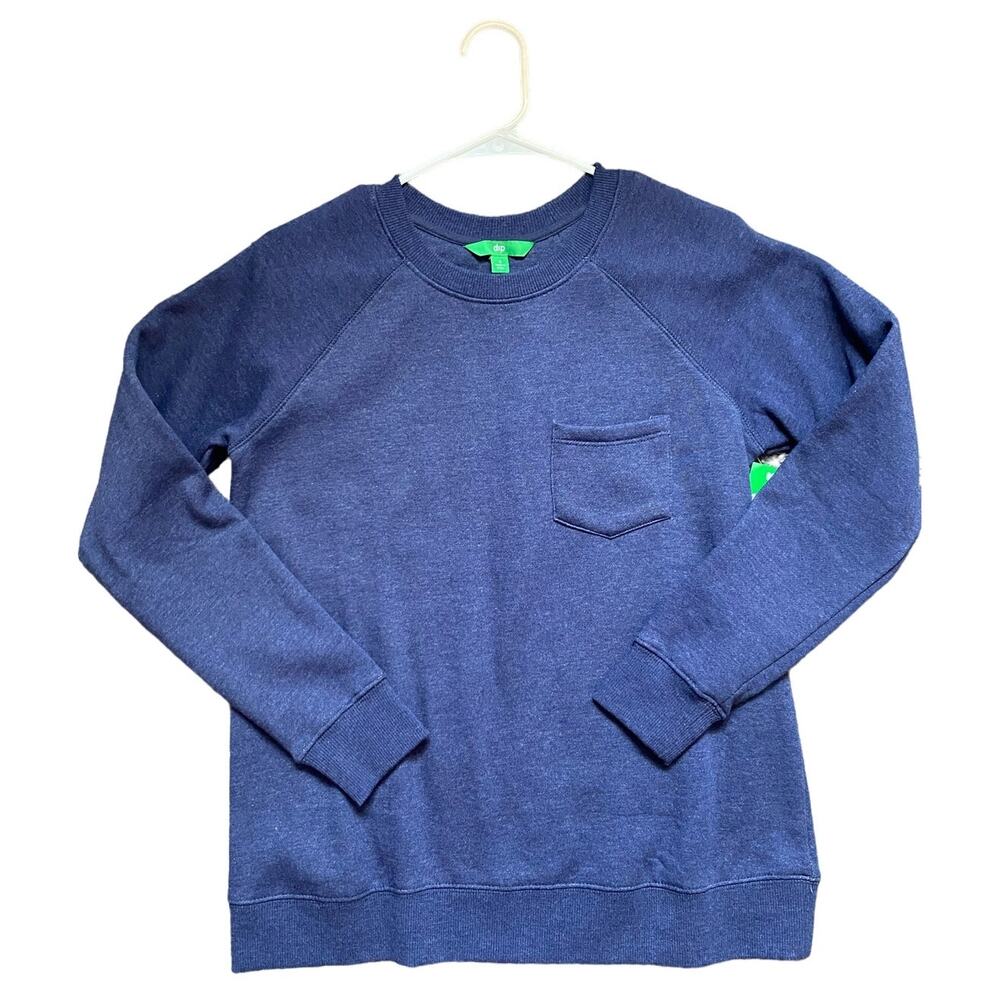 Dip Women's Navy Cotton Blend Chest Pocket Sweatshirt Pullover Sz S NWT Comfy